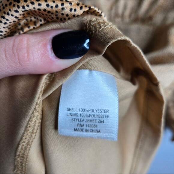 Francesca's Collections Mi Ami Satin Longsleeve Mini Dress Animal Print Size M - Picture 7 of 10